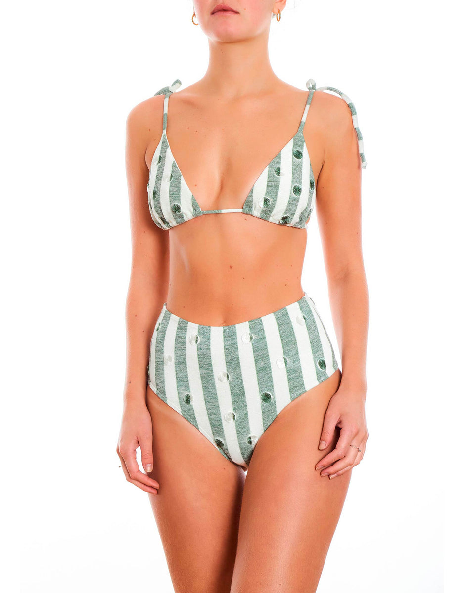 White High Waisted Bikini Bottom - Bianca